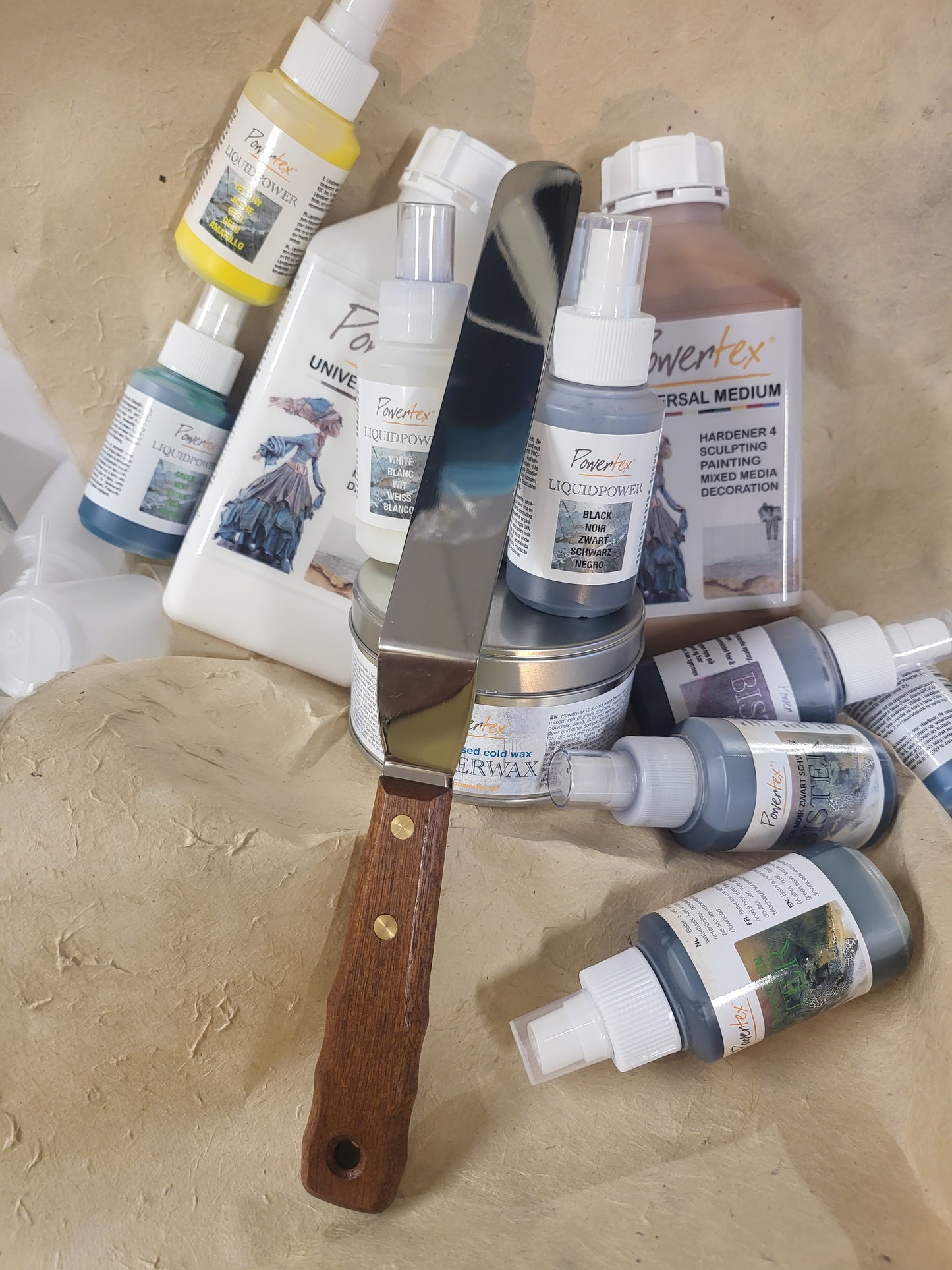 Kristin malekurs pakke nr 2 med palettkniv 32 cm og 500 gr sand .