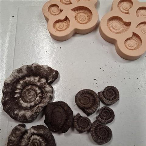 Silikonform, 5 små fosil- utgående vare