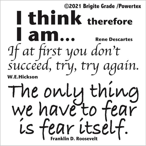 Sjablonger, 15x15 cm m/ tekst, I think