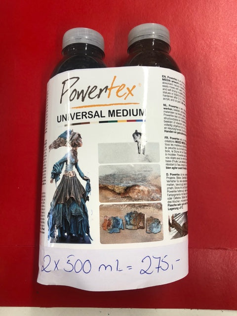Fast lavpris, Powertex Universalmedium  2 x 500 ml. – Bronse og transperang. Tappet over fra store dunker på Powertex Studio Art.