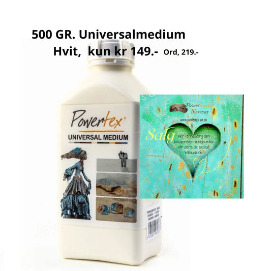 Fast lavpris, Powertex Universalmedium Hvit,  500 gr.