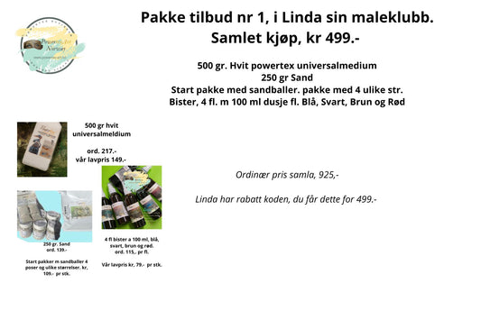 Linda, Pakke tilbud 1, med sand- sandballer, bister og universalmedium.