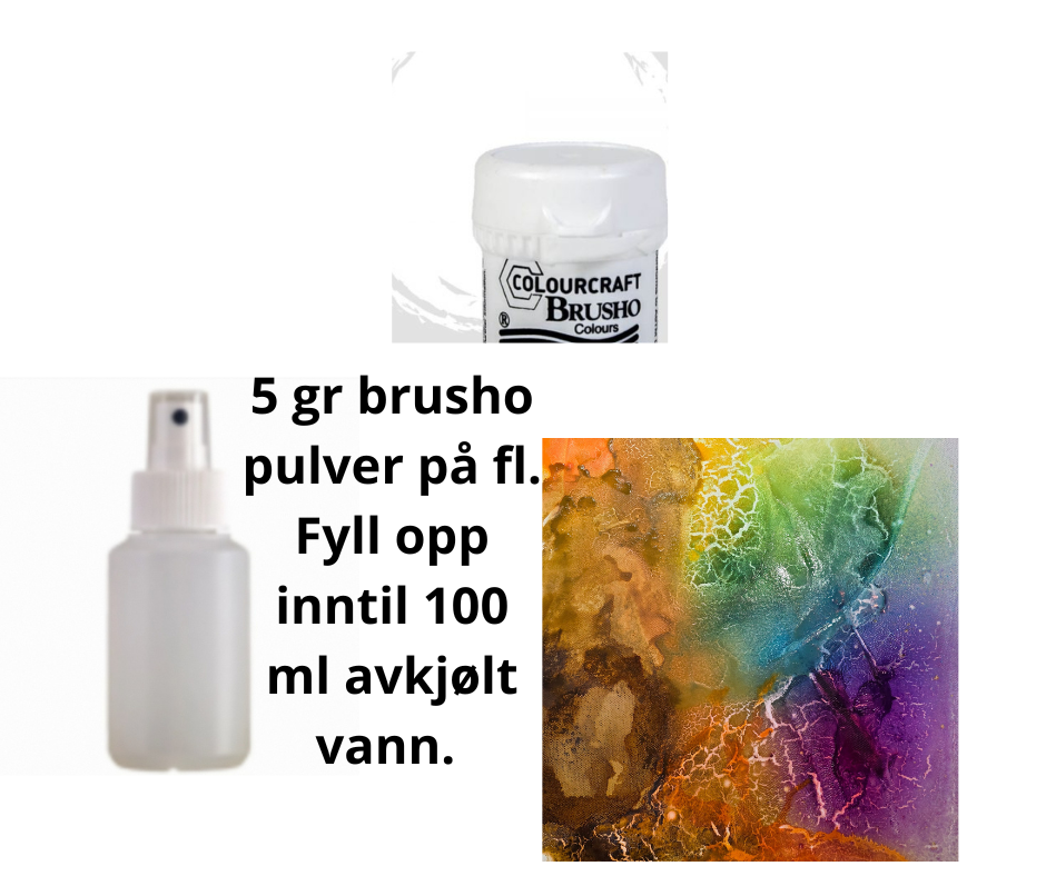 Brusho, hvit 5 gr - til 100 ml. m dusjeflaske