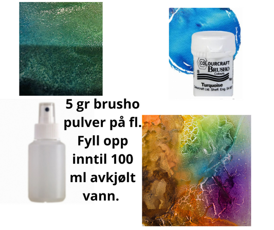 Brusho, Turkis 5 gr - til 100 ml. m dusjeflaske